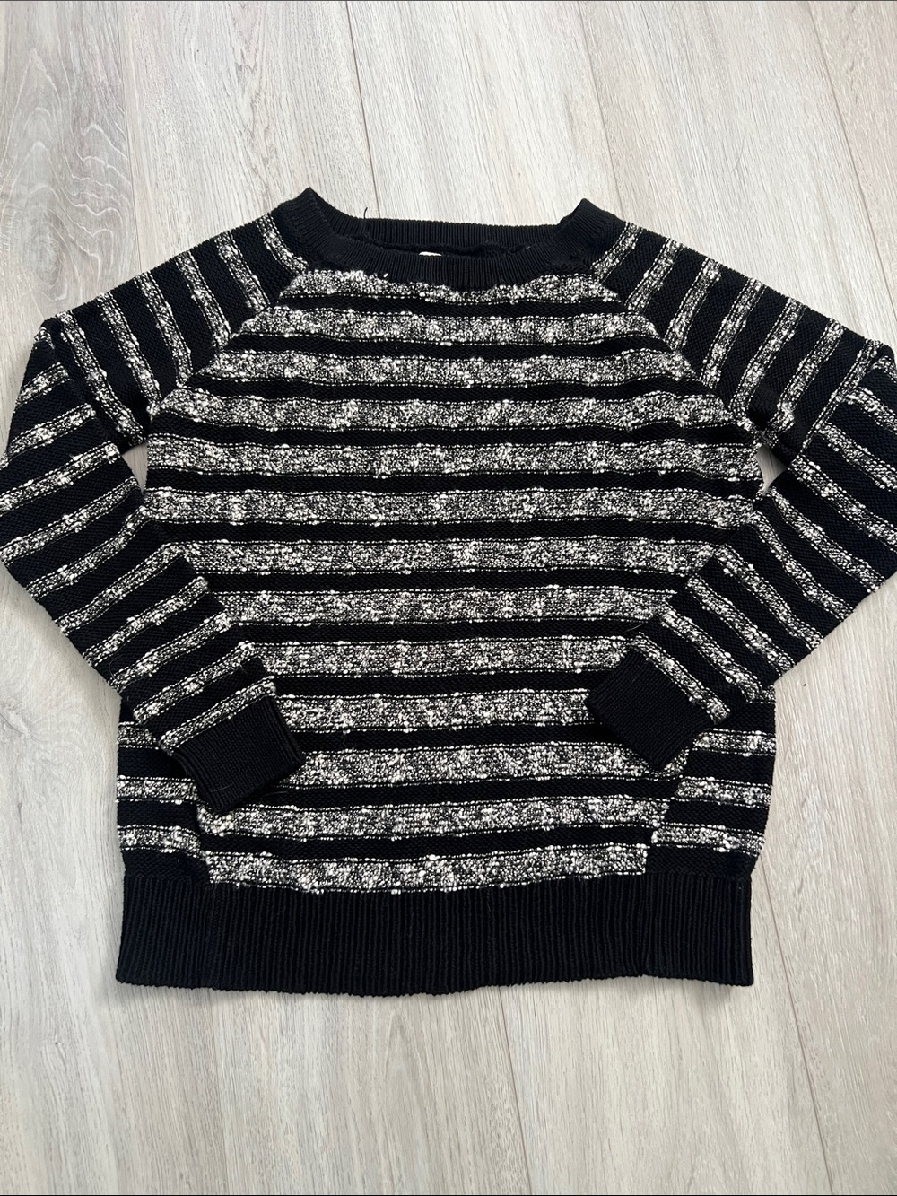 Lou & Grey Boucle Black & Cream Marled Knit Sweater Size Small